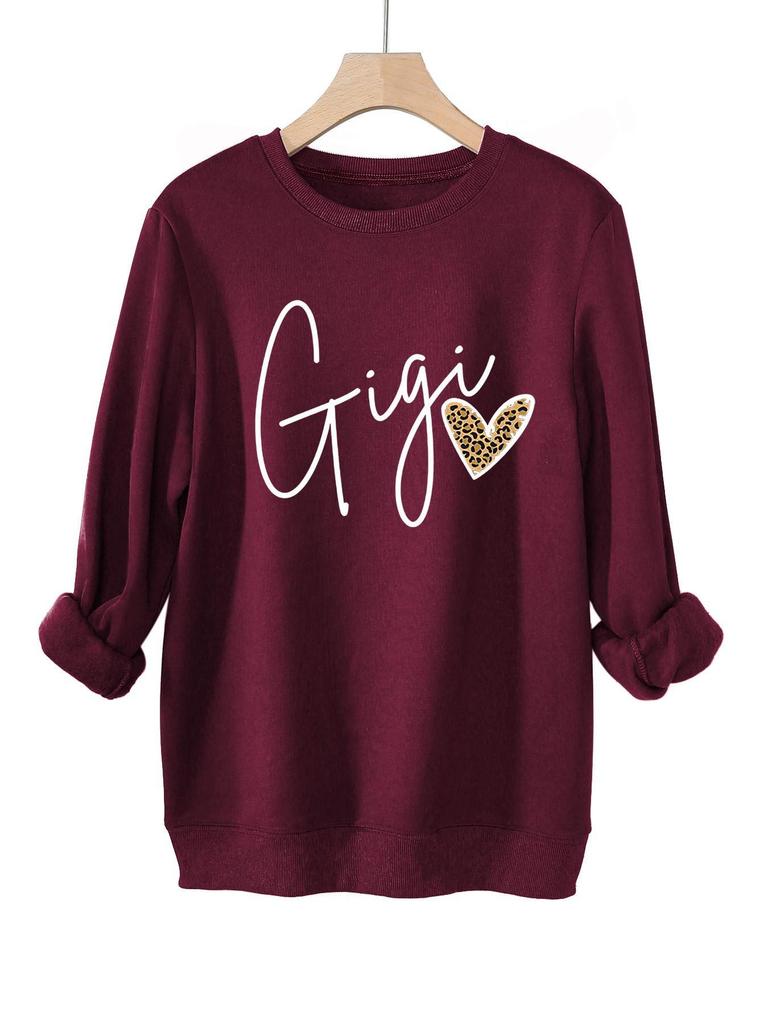 Gigi Leopard Heart Print Plus Velvet Hoodie for Women - Versatile Casual Autumn/Winter Wear