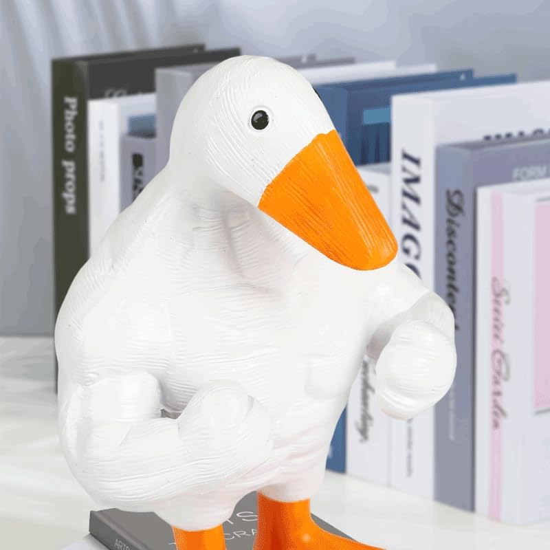 Fun Muscular Buff Duck Statue Ornament Cute Funny Muscle Goose Duck Sculptures Magnetic Key Holder Tool Organizer Holder Figurine Ornaments For Home