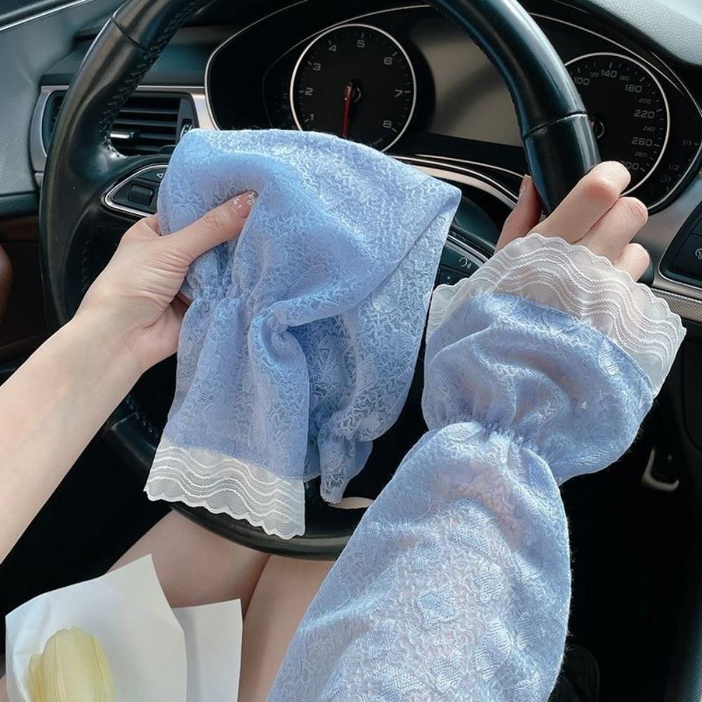 Long Driving Gloves Breathable Floral Lace Gloves Summer Outdoor Sun Sleeves