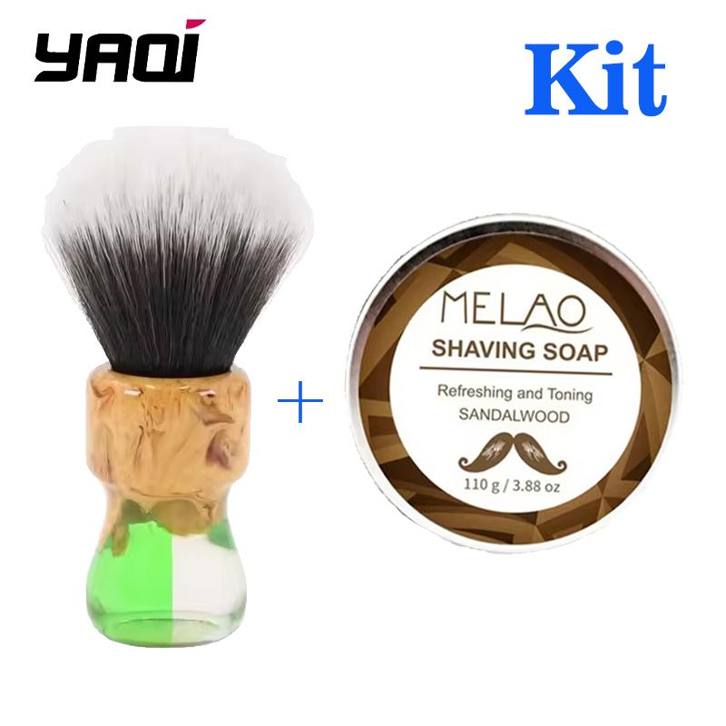 YAQI Goblin 24mm Travel Shaving Brush Synthetic Husky Knot Men's Shaving Brush and Shaving Soap Kit
