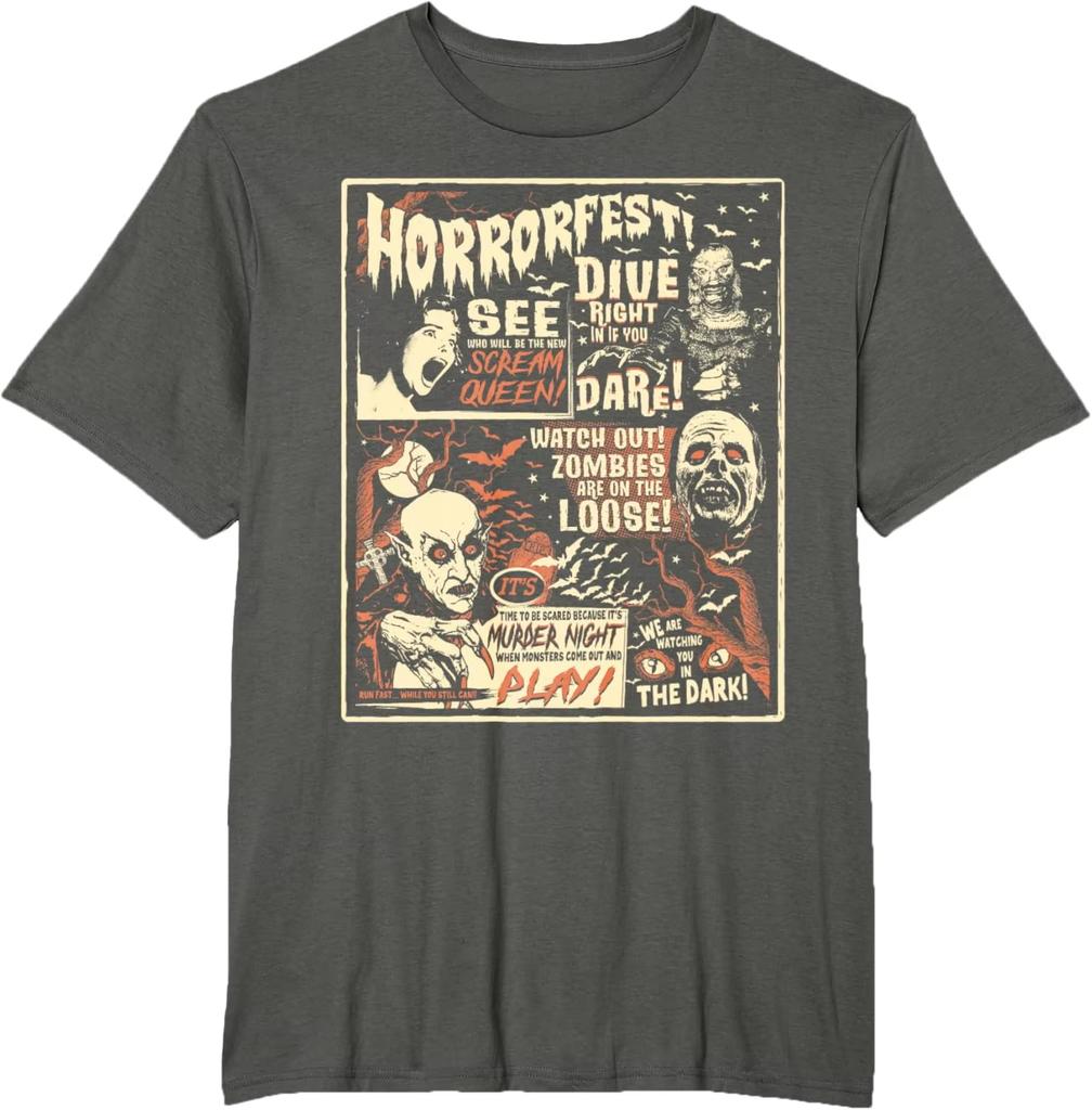 Gothic Style Retro Punk Rock Monster Men Hot Selling Black Retro Design T-shirt Mummy Horror Halloween T-shirt Pure Cotton