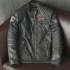 Fashion Biker Jackets Vintage Men's Genuine Leather Jacket Slim 100% Natural Cowhide Coat Real Leather Motorcycle Biker Clothing