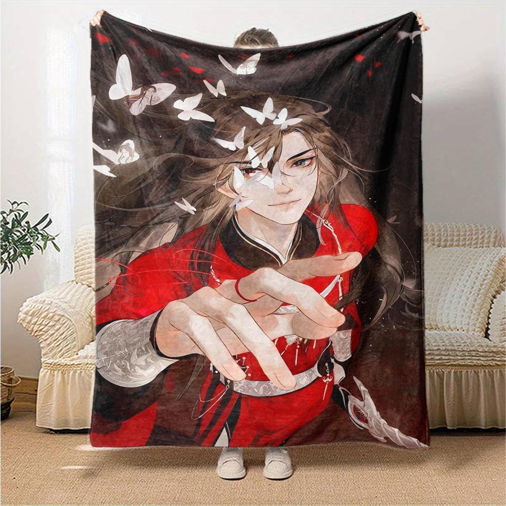 1Pc Heaven Official's Blessing Anime Print Blanket Soft Comfortable Polyester Throw Blanket Allseason Warm Coverlet Bedroom Office Outdoor Gothic Fant