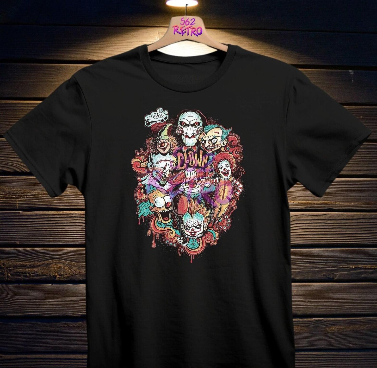 Clowns T-Shirt Black S-3XL Billy the Puppet, Pennywise, Twisty the clown, Krusty S
