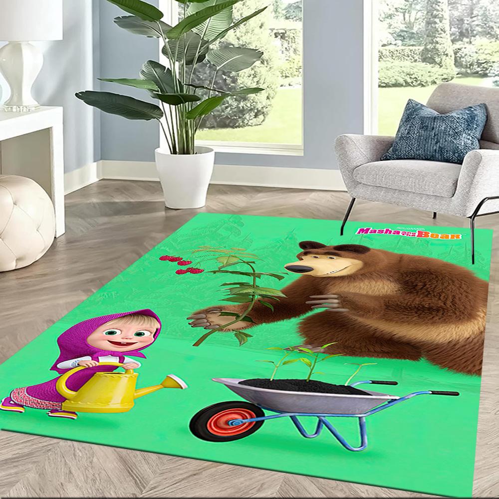 Masha Bear Area Rug Suitable for Dormitory Study Room Kitchen Foyer Antislip Carpet Decorate Offices Perfect Gift for Women/Men