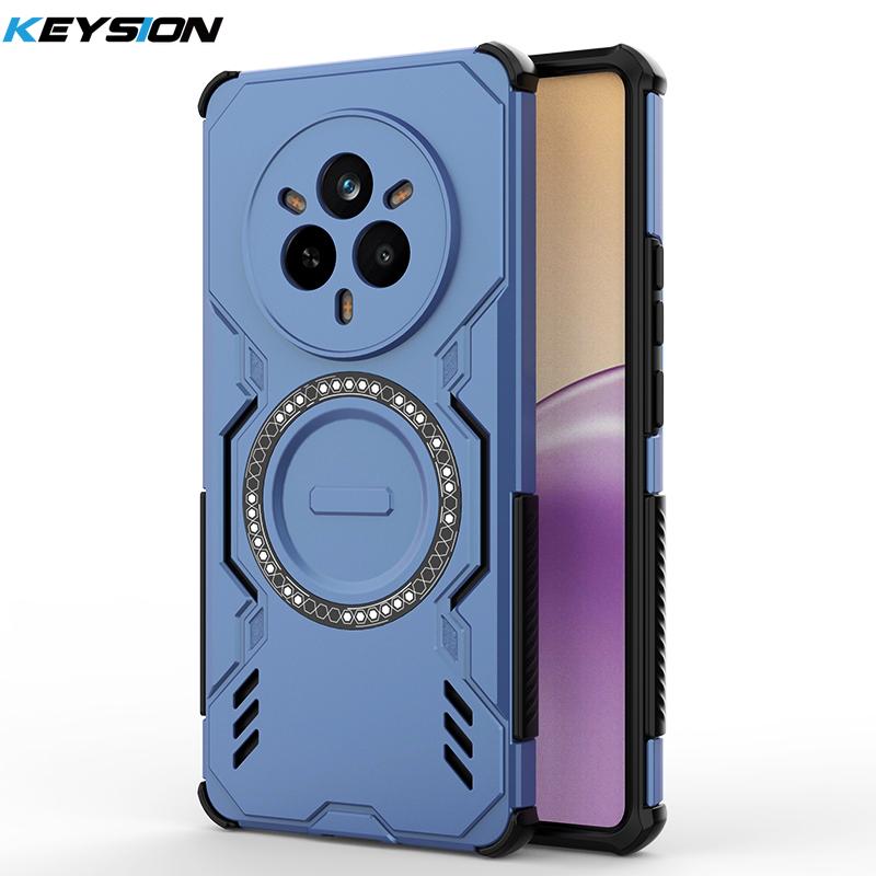 KEYSION Hollow Heat Dissipation Case for Realme 14 Pro+ 5G Magnetic Cooling Shockproof Phone Cover for OPPO Realme 14T 5G 14 5G