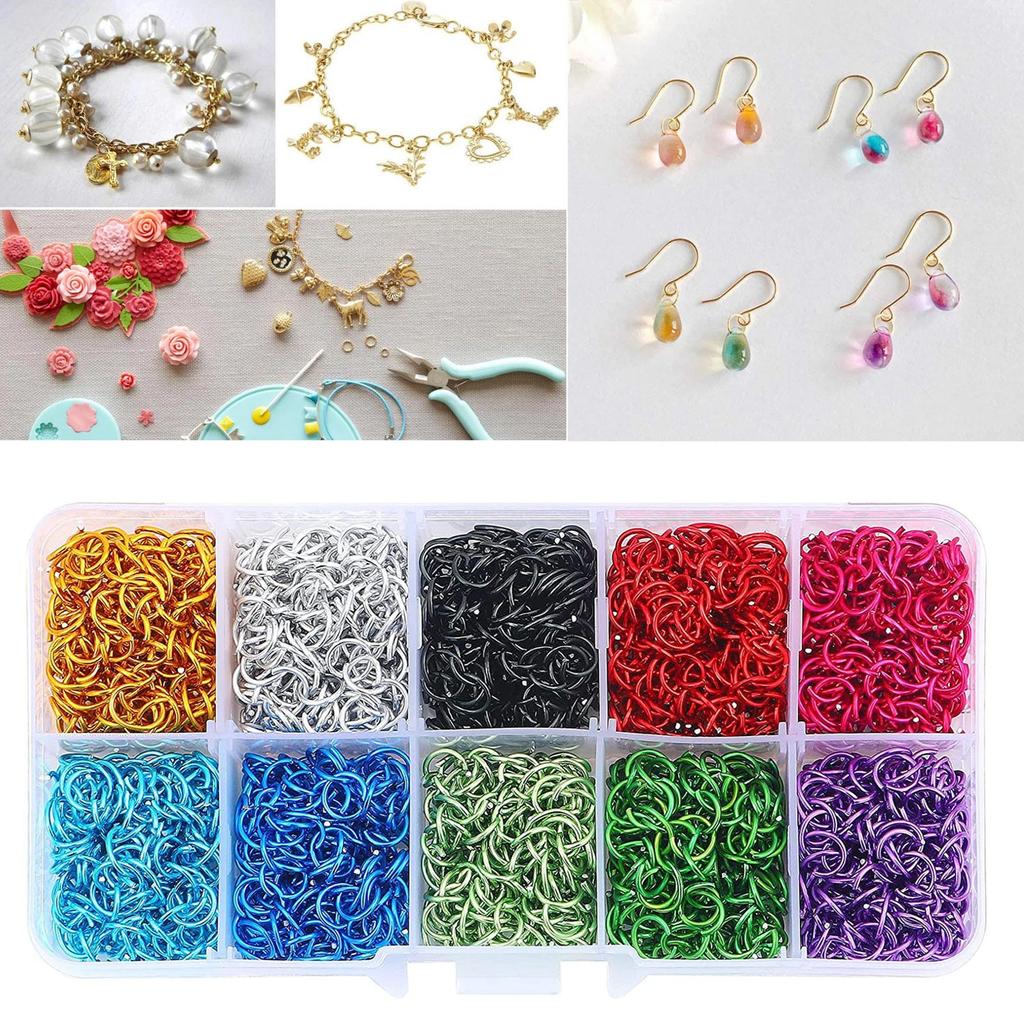 2250Pcs Open Aluminum Jump Rings 6mm Rings Connectors for Necklace Bracelet Pendant Choker Jewellery Making Findings