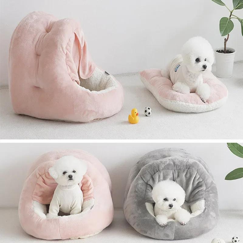 Thickened Insulated Dog House Warm Shelter for Winter Semi-Closed Pet Nest with Cushion Puppy Kitten Tent Winter Kennel