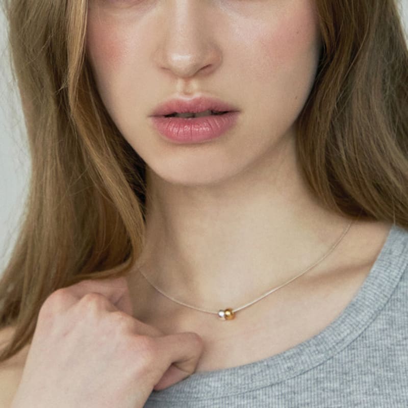 Ihr SILVER & GOLD MIX BALL NECKLACE / 925 SILVER