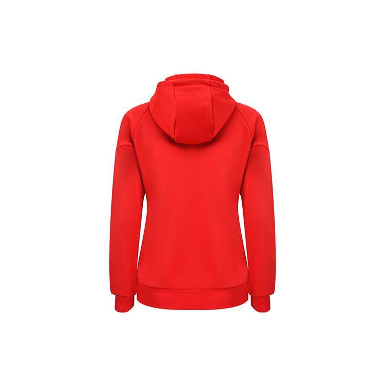 Li Ning Badminton Series Solid Color Printed Logo Zipper Hoodie Fleece Long Sleeve Sweatshirt Women Sweatshirt Crimson-Red AWDSA04-3