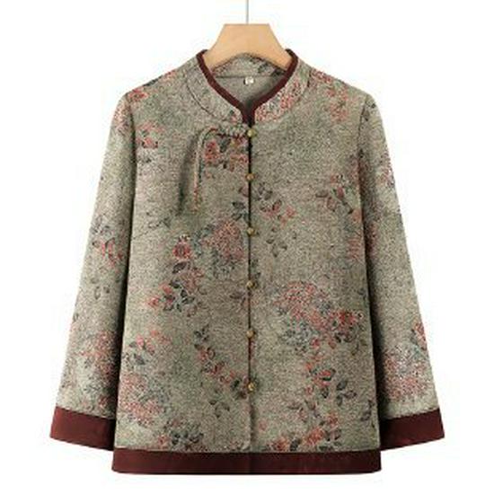 

New Stand Collar Jacket for Middle-aged and Elderly Women – Spring/Autumn Top, Mother s and Grandma s Style 2XL (Recommended 120-135 jin) зелёный