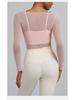 Joomon Mesh Yoga Set: Two-Piece Long Sleeve Quick-Dry Camisole with Integrated Cup Sports Bra
