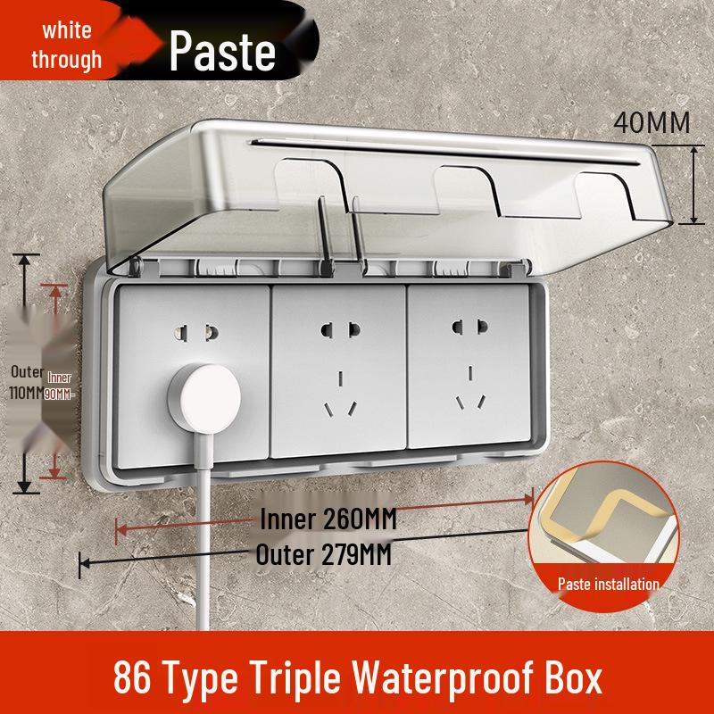 Type 86 Waterproof Bathroom Switch Socket Cover - Transparent Adhesive Splash Box for Power Protection