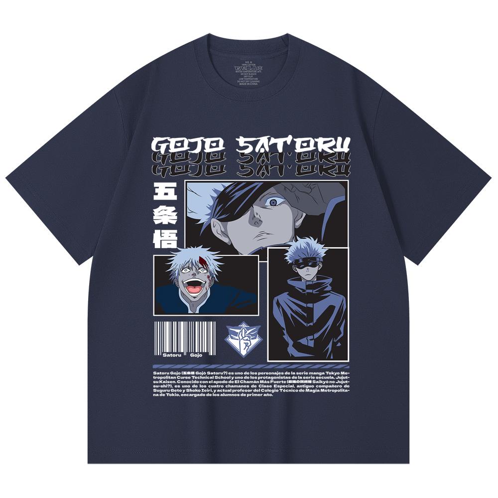 230 Gsm 100% Cotton Jujutsu Kaisen V26 Gojo Print Unisex Heavy Cotton T Shirt
