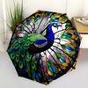 1pc Peacock Spreading Its Tail Pattern Automatic Folding Umbrella, Lightweight Retractable Compact Travel Umbrella, 8-Rib Sturdy Frame137