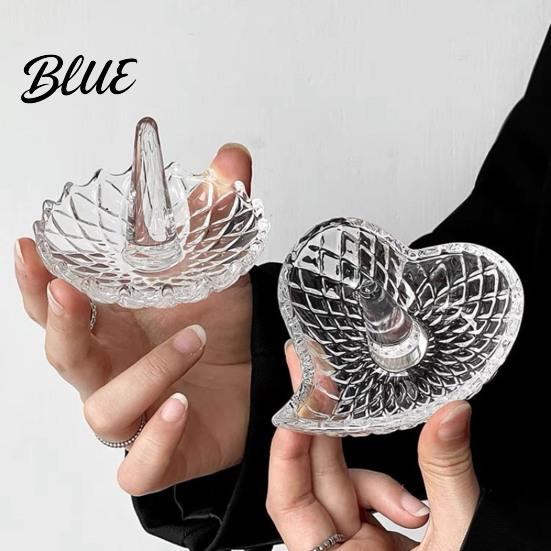 Small Ring Plate Jewelry Dish Glass Water Holder for Bathroom Ripple Elegant Clear Crystal Holder Decorative Trinket Tray Bedside