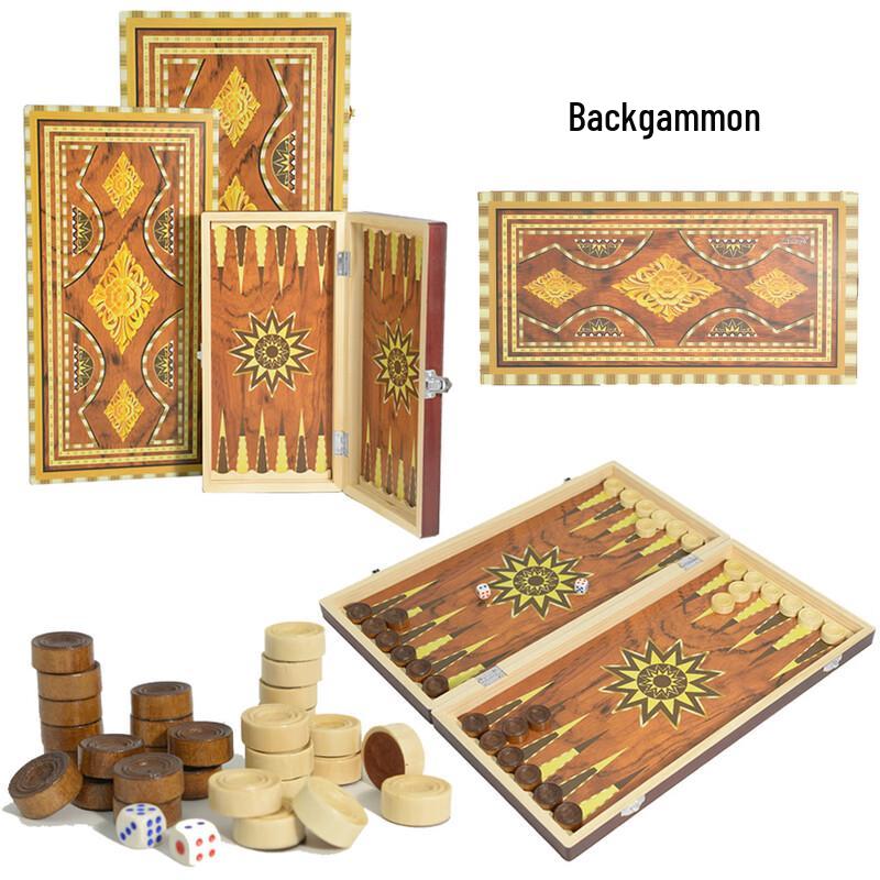 

Brangdy Wooden Portable Folding Chess & Backgammon Set