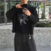 STREETRICH Y2K Vintage Punk Printed Crew Neck Sweatshirt Long Sleeve Pullover T Shirt Basic Layering Top Edgy Retro Outfit