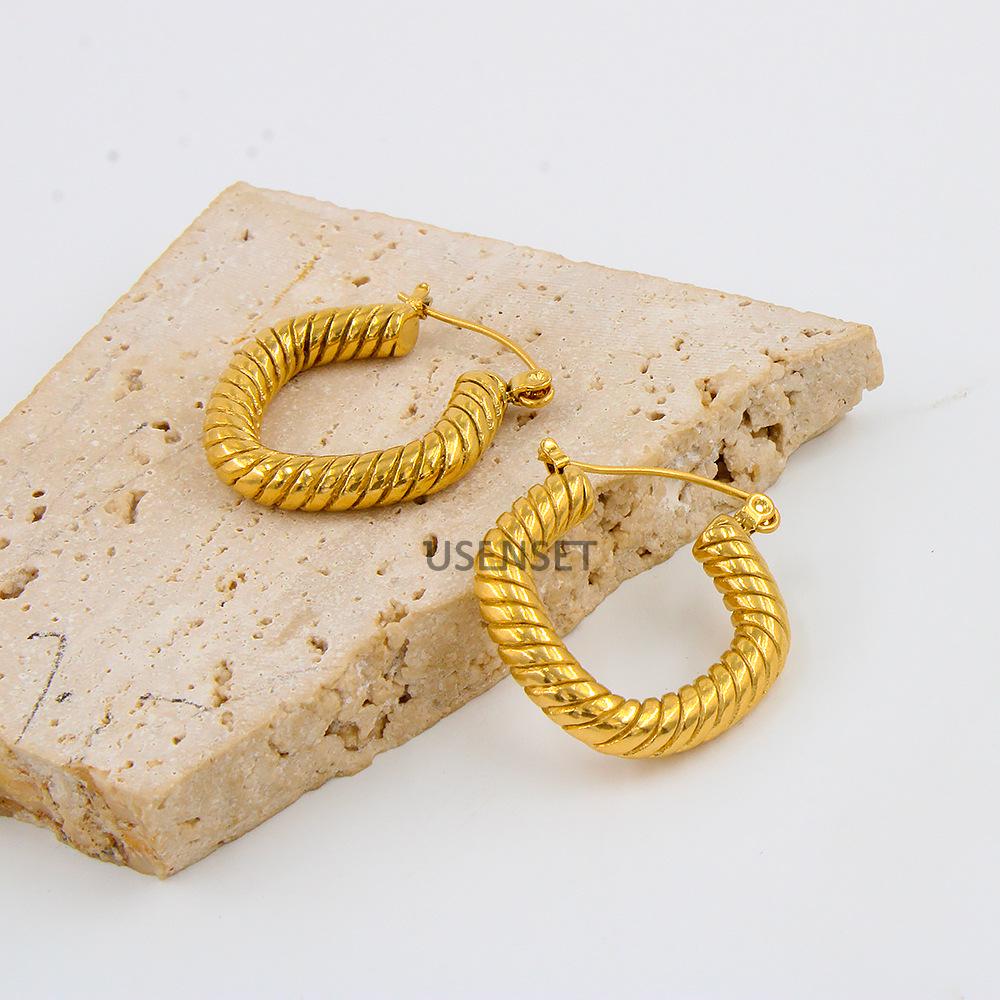 Minimalist 18K Gold Plated Geometric Stainless Steel Stud Earrings for Women