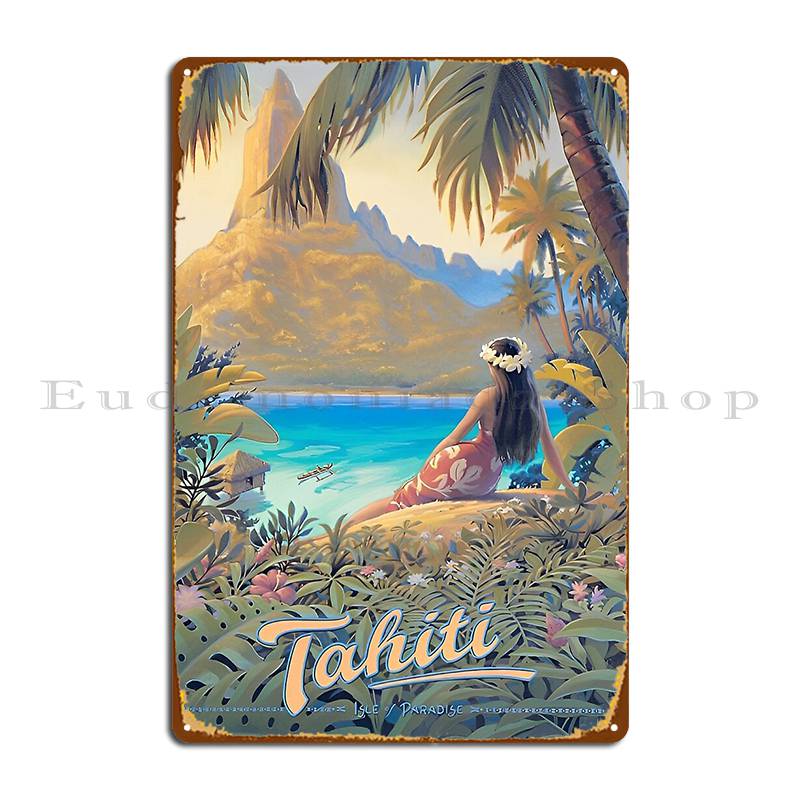 

Tahiti Travel Metal Plaque Painting Character Pub Wall Decor Wall Mural Tin Sign Poster 20x30cm