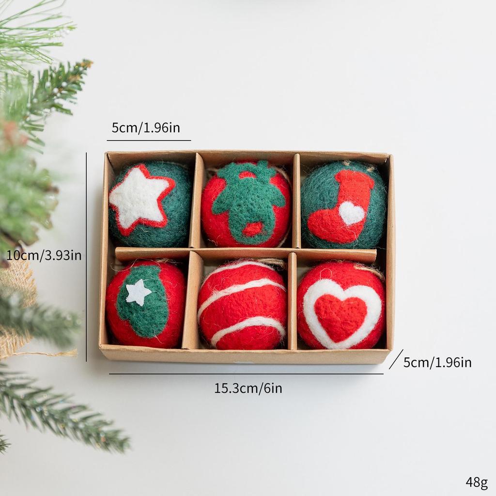 Christmas Festival Felt Ball Tree Ornaments - Red & Green, Cute Small Desktop Decor
