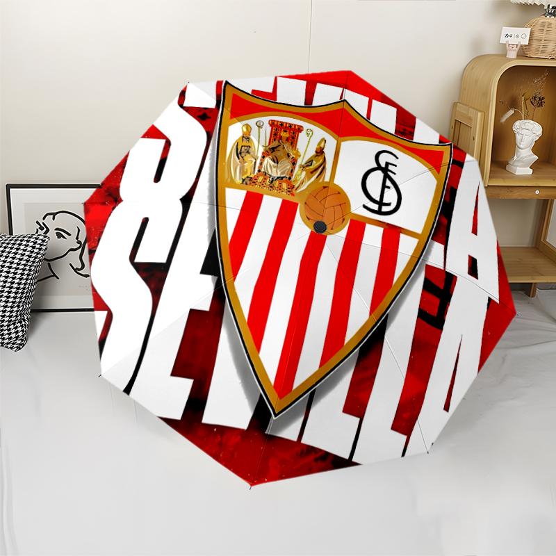 Seville logo Print Automatic Umbrella, 8 Rib Iron Frame, Plastic Handle, Suitable for Outdoor Travel &Daily , Ideal Gift