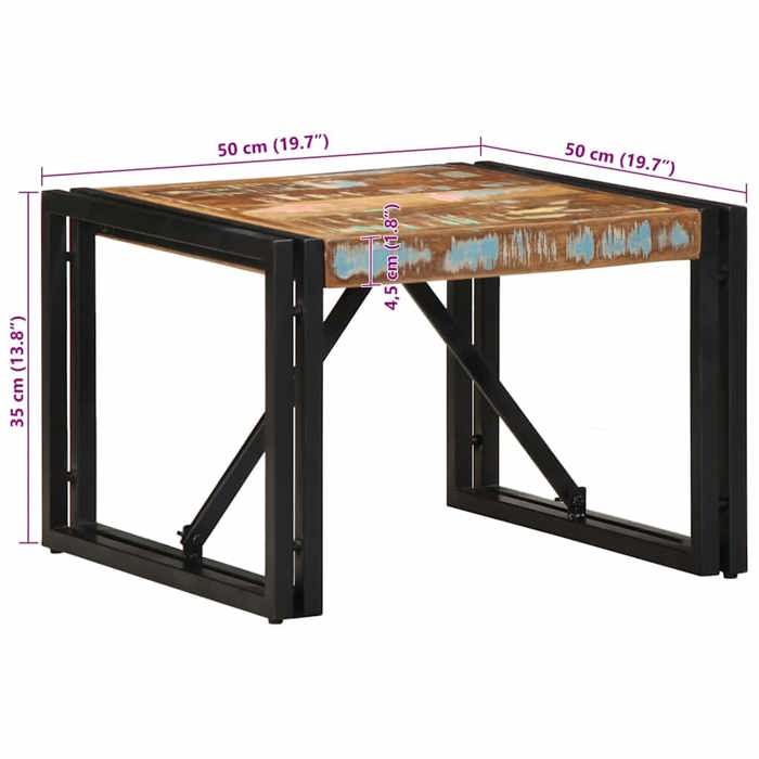 VidaXL Table basse multicolore 50x50x35 cm bois de récupération massif, table latérale, table de salon, table d'accent, bout 4016680