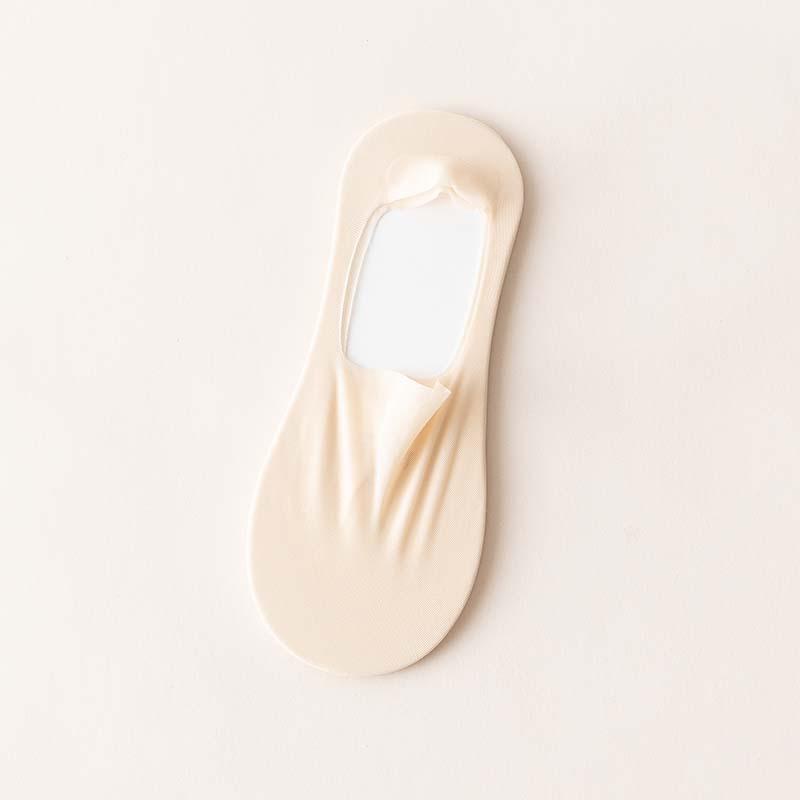 5 Pairs Women's Summer Thin Ice Silk Mesh Socks Cotton Base Solid Color Invisible Sweat Absorbent Non-slip No Heel Drop