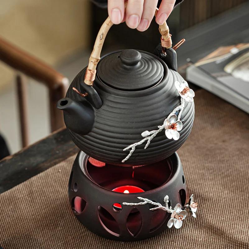 Aromatherapy furnace wine boiling device wine warming pot heating base cook tay Vermilion clay ceramic Cook Coffee candle tea