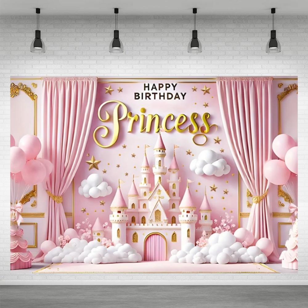 Fond de château de princesse pour décoration de fête, Globe rose, Fond de photographie, Cadeau pour fille, Accessoires de célébration de baby shower