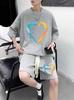 Men's 2026 Korean Style Summer Sportswear: Short Sleeve T-shirt & Basketball Jersey Casual Shorts Set