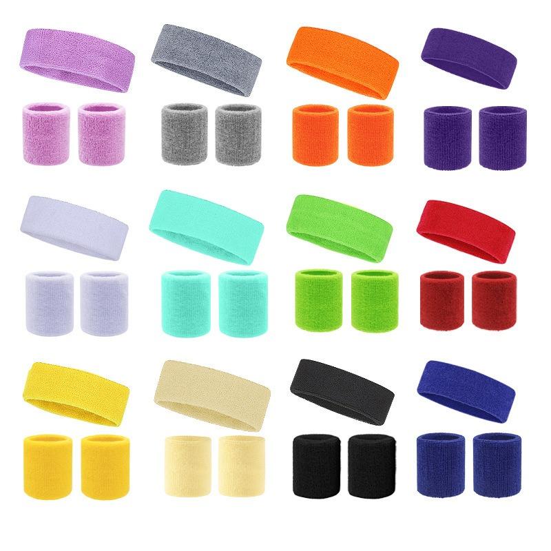 Exercise and fitness cycling basketball badminton breathable and sweat-absorbent headband hand protection wrist protection headband set