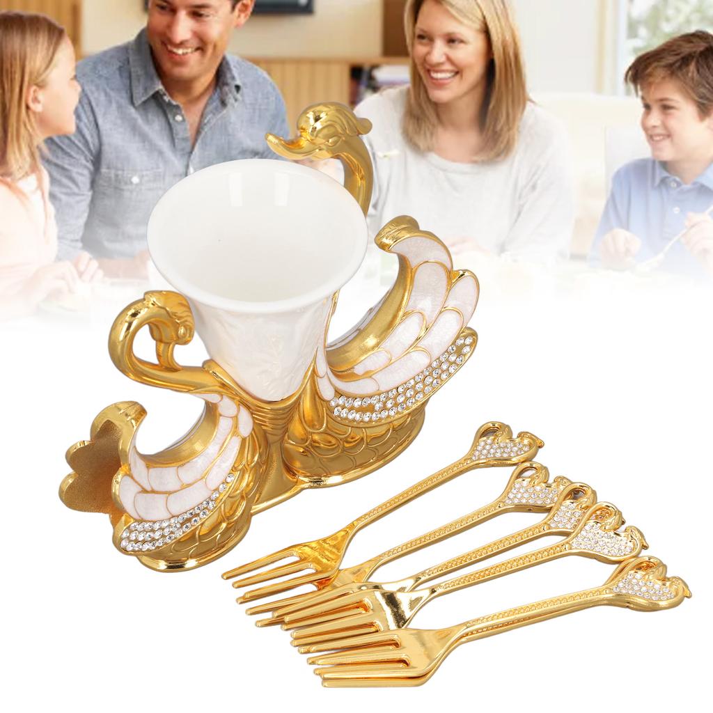 Base Fork Holder Set Elegant Multifunctional Decorative   Flatware with 6 Forks for Fruit Salads Coffee Desserts