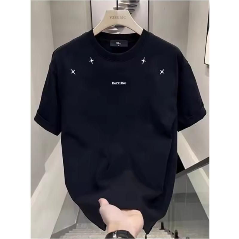 

2026 Pure Cotton Fashion American Minimalist TShirt Trendy Print Summer Round Neck Versatile Short Sleeve Shirt Unisex S