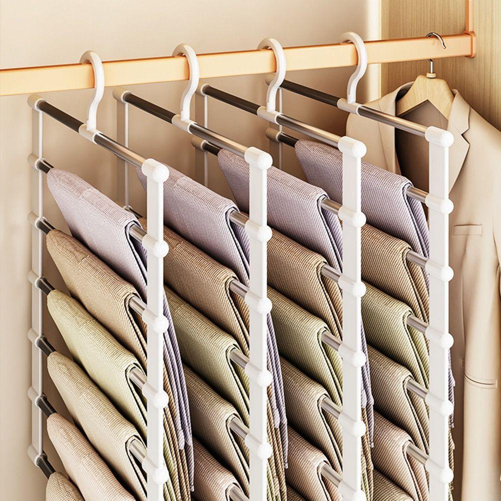 Stainless Steel Trousers Clip Foldable Closet Organizer Durable Hangers