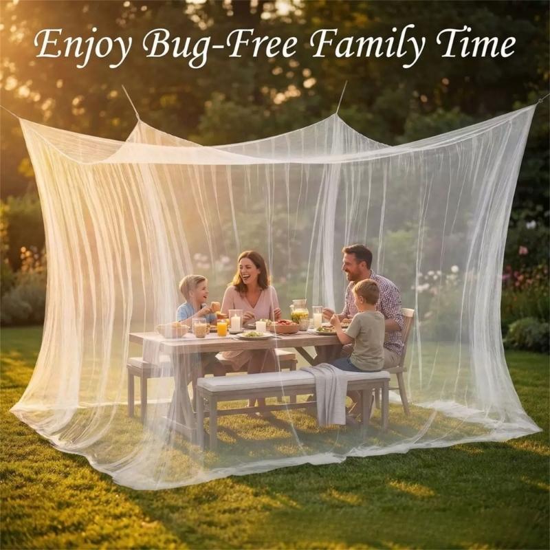 Großes quadratisches Insektenschutznetz für Camping im Freien und den Innenbereich 300x300x250cm Inklusive 2 Aufhängeseilen