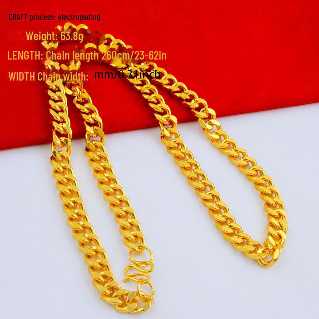 Men's Alloy Gold-Tone Necklace – Bold, Durable, Street Style Accessory
