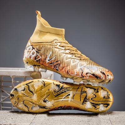 Men Soccer Shoes Cleats Training Boys Outdoor Sport Football Boots Adult Long Spikes Non Slip Cleats Breathable Match Sneakers