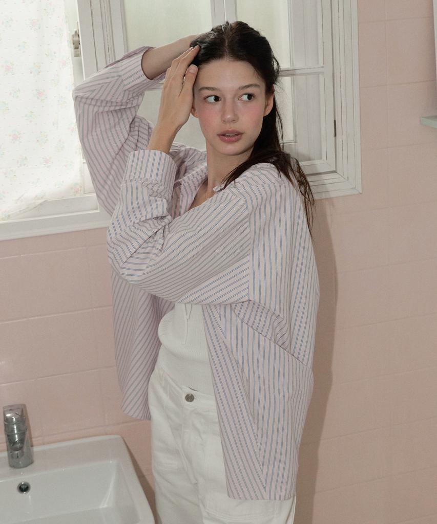 LETTERA Loose-Fit Stripe Shirt_3Color