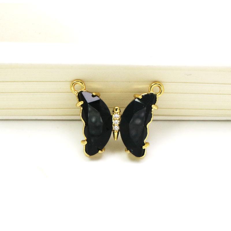 Koreanskt flerfärgat kristallfjärilshalsband - Guldpläterad titanstål nyckelbenskedja för kvinnor