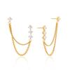 Jingqiao Stainless Steel 18K Gold Plated White Zircon Tassel Earrings Chain Classic Women
