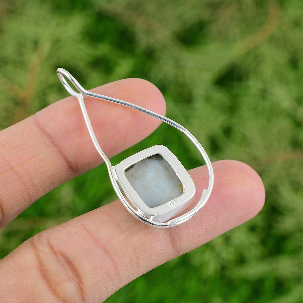 Daughters Day Deal Owyhee Blue Opal Stone 925 Silver Ethnic Wife Pendant Jewelry