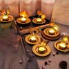 2 Pcs Round Plant Shape Candlestick Gold Iron Candle Holder 8-style Leaf Candlestick Stand  Desktop