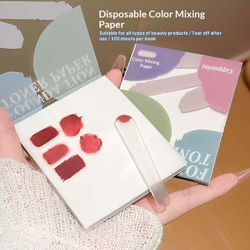 100 Sheets Disposable Makeup Mixing Palette Paper Makeup Mixing Palette Concealer Color Mixing Stripes Foundation Blending Paper