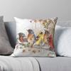 Wilde Vogels Op Een Tak Kussensloop Polyester Linnen Fluweel Bedrukt Rits Decoratief Sierkussenhoes Kamer Kussenhoes 18"