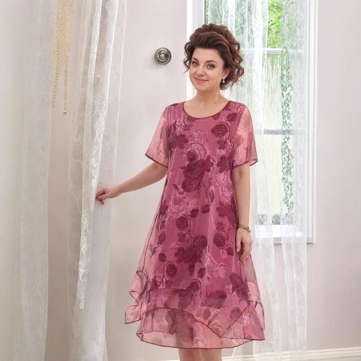 European & American Plus Size Women's Dress with Print - 2025 Collection