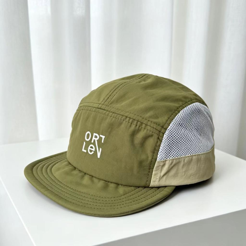 Mesh splicing breathable five-piece hat women's summer quick-drying fabric letter embroidery outdoor sunshade baseball cap men