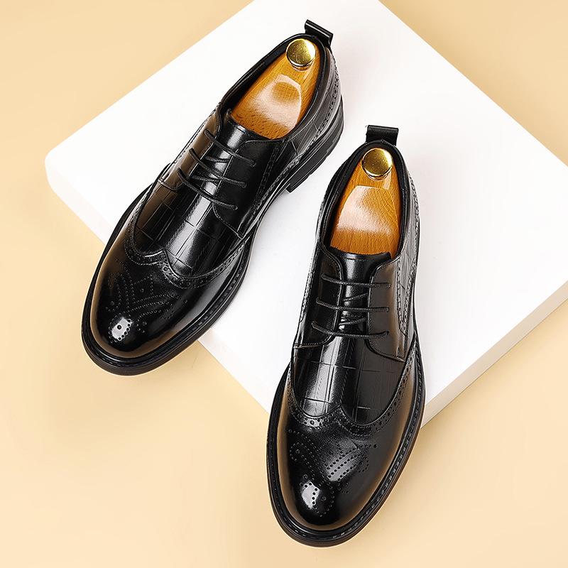 Lederschuhe Herren Echtleder Herren Business Lederschuhe bequem und verschleißfest Krokodilmuster Herren High-End erste Schicht