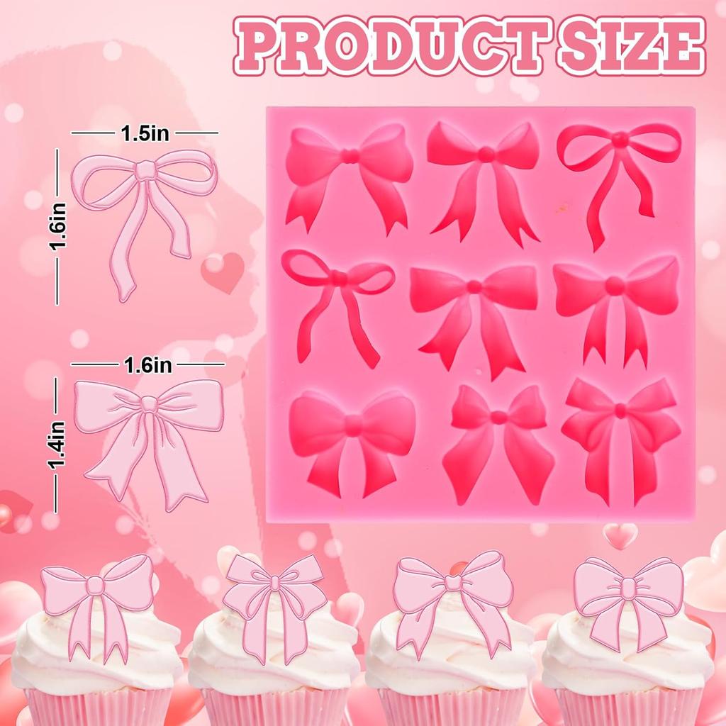 Bow Fondant Mold Bowknot Silicone Mold Bow Coquette Chocolate Candy Mould For Kitchen Baking Crafts Birthday Baby Shower Party Decor Supplies