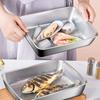 Plate Stainless Steel Food Container with Cover Thick Tray Large Capacity for Vegetables Fruits Fresh Meat Kitchen Organizer